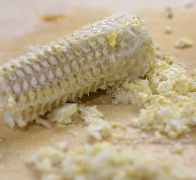 corn cob, pulped